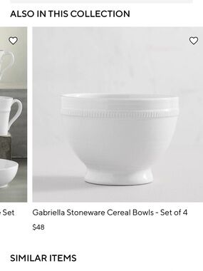 Pottery Barn Gabriella Stoneware Cereal Bowl - White